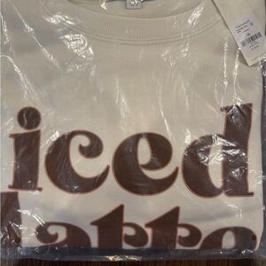 Francesca's Collections Cream and Brown Sweatshirt